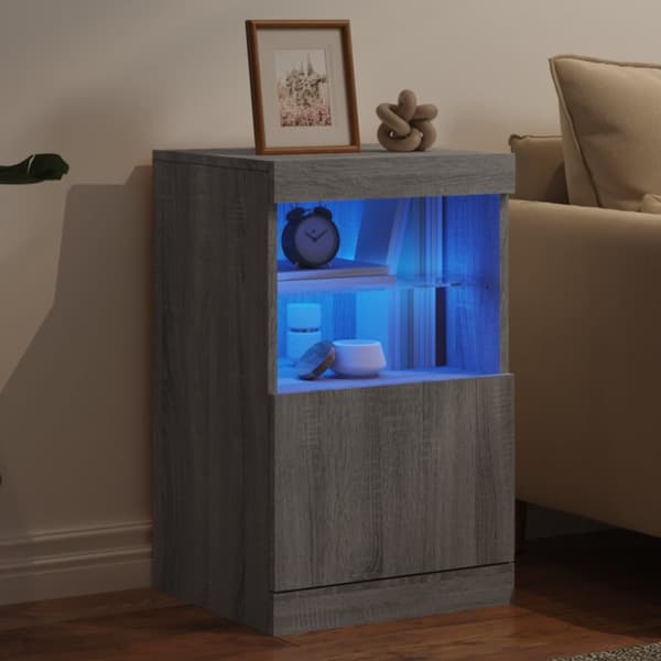 vidaXL Senkki LED-valoilla harmaa Sonoma 41x37x67 cm - Tarjoilupöydät & senkit