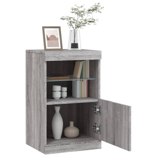 vidaXL Senkki LED-valoilla harmaa Sonoma 41x37x67 cm - Tarjoilupöydät & senkit