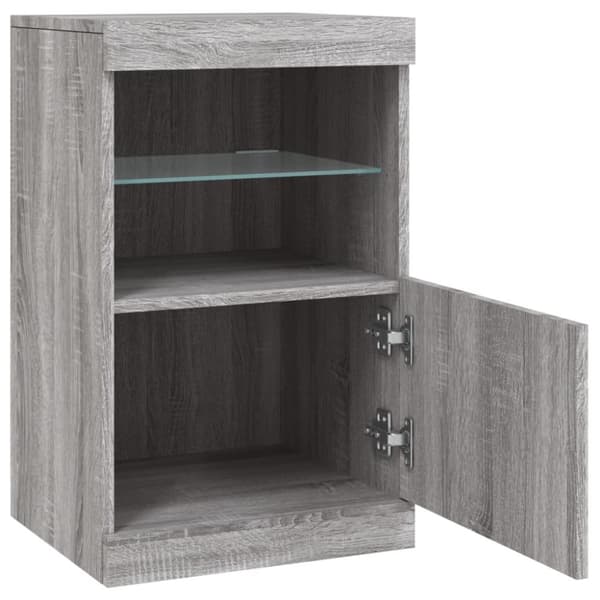 vidaXL Senkki LED-valoilla harmaa Sonoma 41x37x67 cm - Tarjoilupöydät & senkit