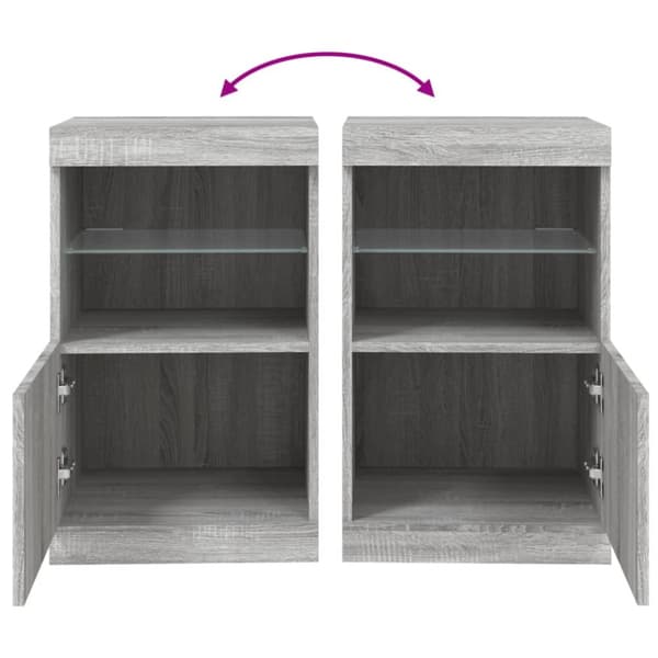 vidaXL Senkki LED-valoilla harmaa Sonoma 41x37x67 cm - Tarjoilupöydät & senkit