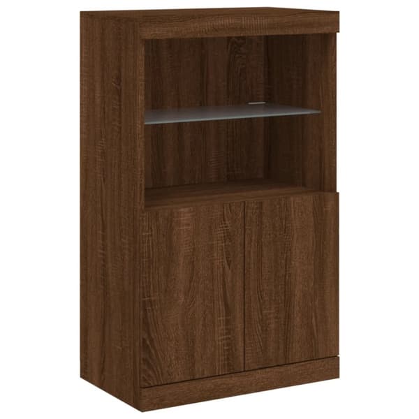 vidaXL Skänk med LED-belysning brun ek 60,5x37x100 cm - Skänkar & serveringsbord