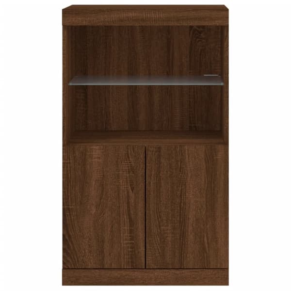 vidaXL Skänk med LED-belysning brun ek 60,5x37x100 cm - Skänkar & serveringsbord