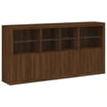 Pikkukuva 4 / 11: vidaXL Senkki LED-valoilla ruskea tammi 202x37x100 cm -  Tarjoilupöydät & senkit