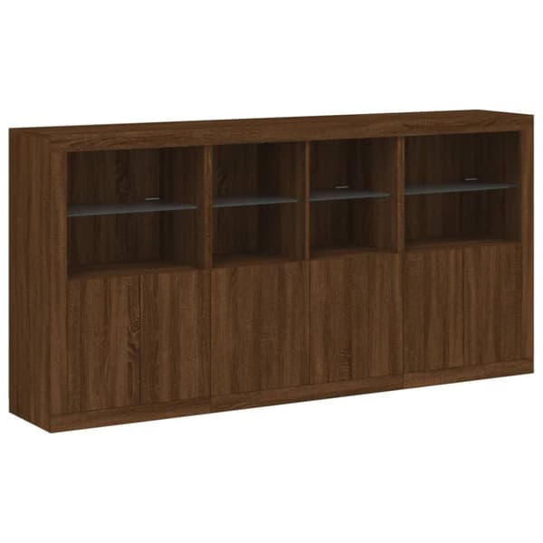 vidaXL Senkki LED-valoilla ruskea tammi 202x37x100 cm -  Tarjoilupöydät & senkit