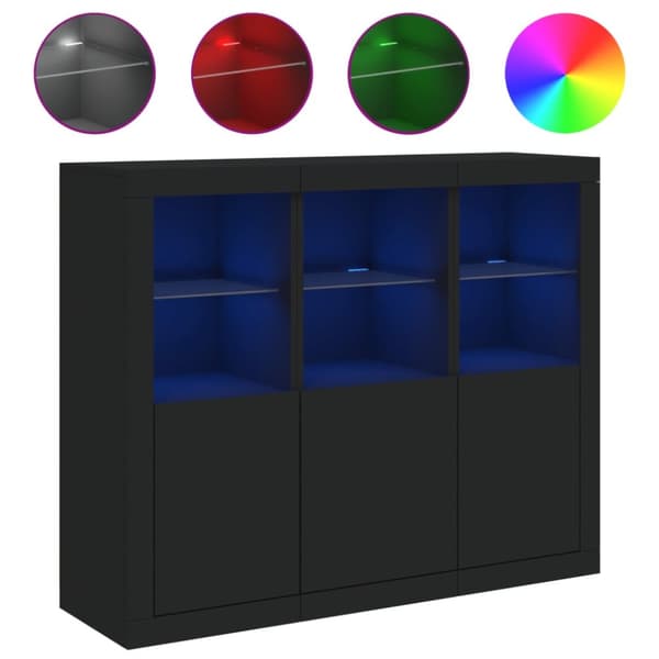 vidaXL Senkit LED-valoilla 3 kpl musta tekninen puu -  Tarjoilupöydät & senkit