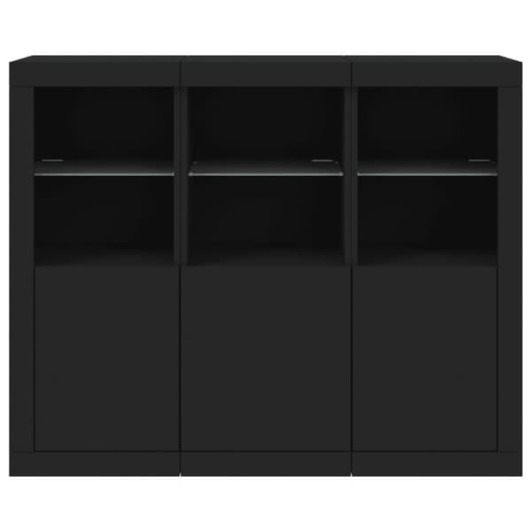 vidaXL Senkit LED-valoilla 3 kpl musta tekninen puu -  Tarjoilupöydät & senkit