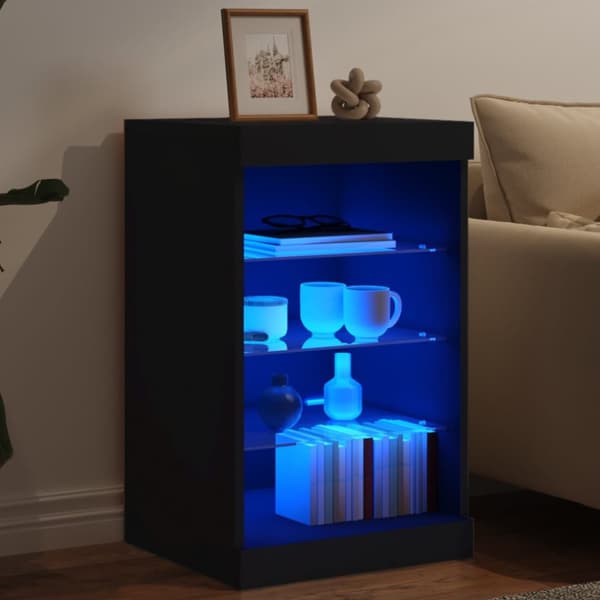 vidaXL skænk med LED-lys 41x37x67 cm sort - Skænke