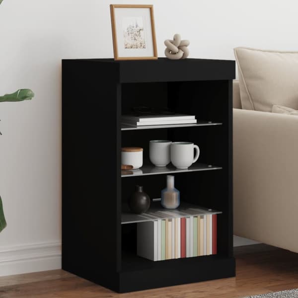 vidaXL skænk med LED-lys 41x37x67 cm sort - Skænke