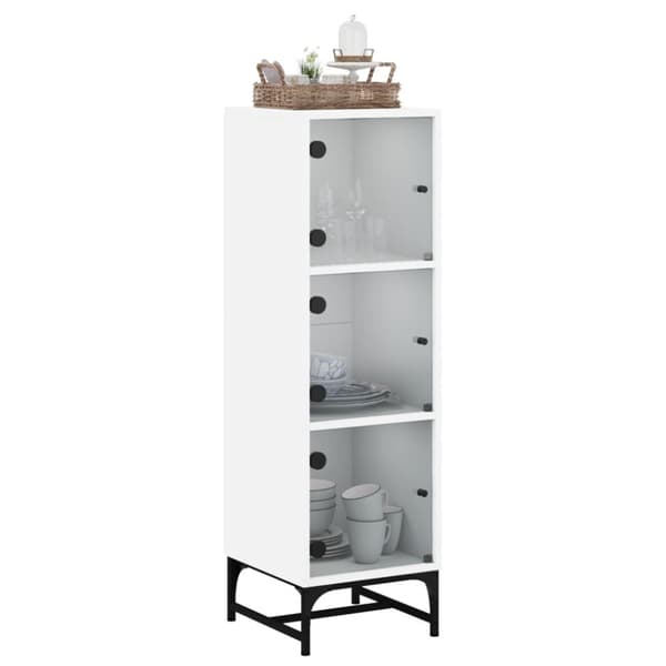 vidaXL skab med glaslåger 35x37x120 cm hvid -  Skænke