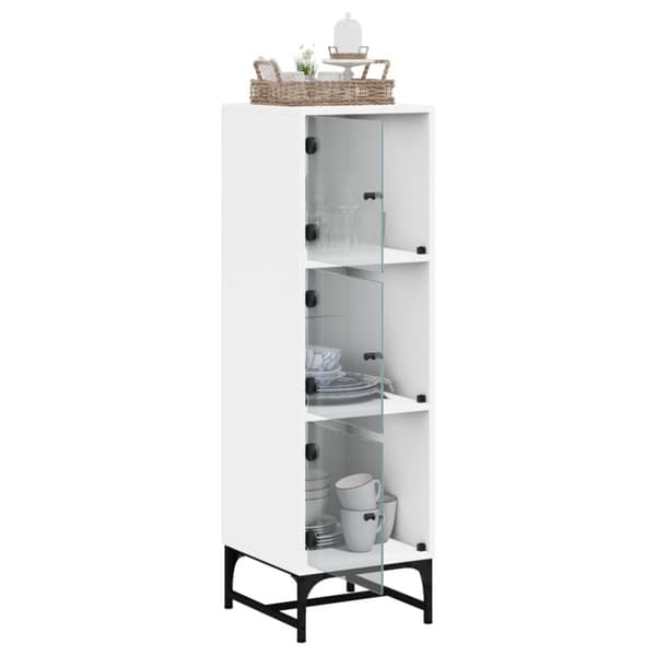 vidaXL skab med glaslåger 35x37x120 cm hvid -  Skænke