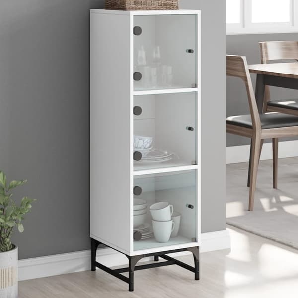 vidaXL skab med glaslåger 35x37x120 cm hvid -  Skænke