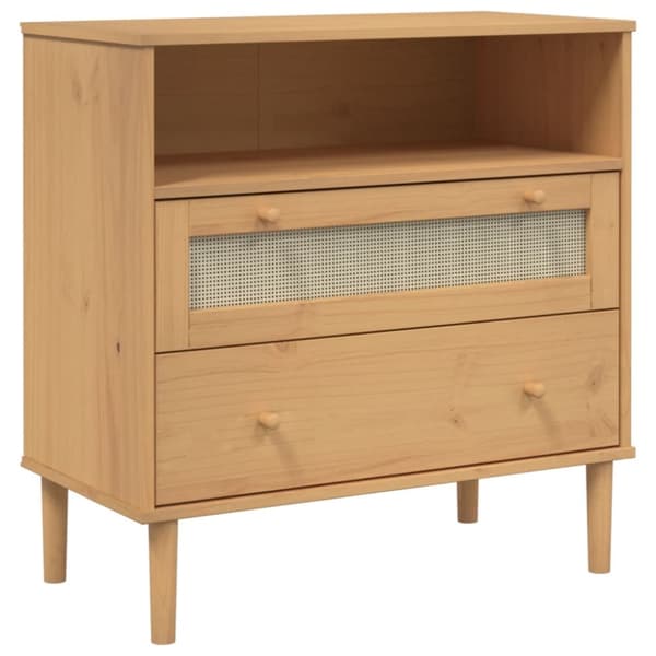 vidaXL skænk SENJA 80x40x80 cm rattan-look massivt fyrretræ brun -  Skænke