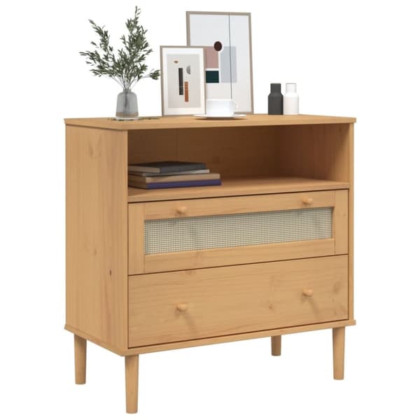vidaXL skænk SENJA 80x40x80 cm rattan-look massivt fyrretræ brun - Skænke