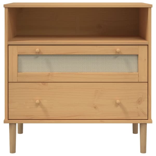 vidaXL skænk SENJA 80x40x80 cm rattan-look massivt fyrretræ brun - Skænke