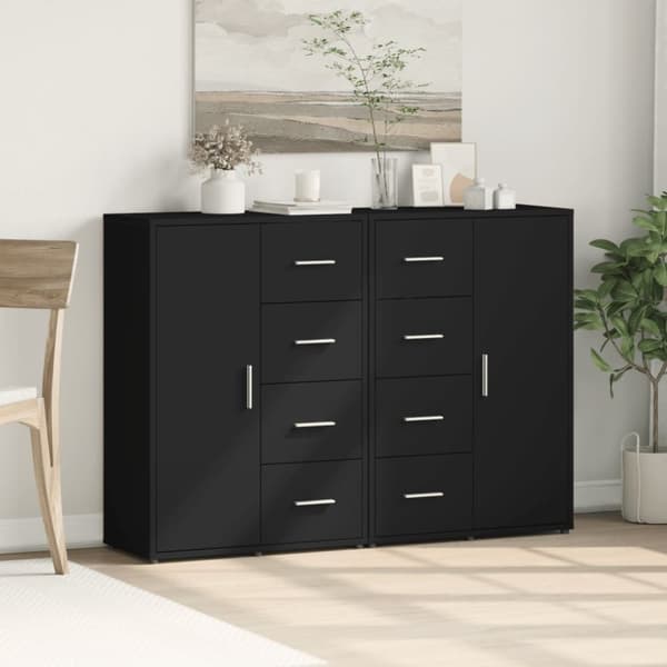 vidaXL kommoder 2 stk.. 60x31x84 cm konstrueret træ sort - Skænke