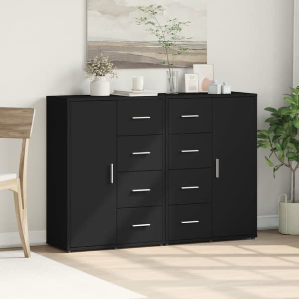 vidaXL kommoder 2 stk.. 60x31x84 cm konstrueret træ sort -  Skænke