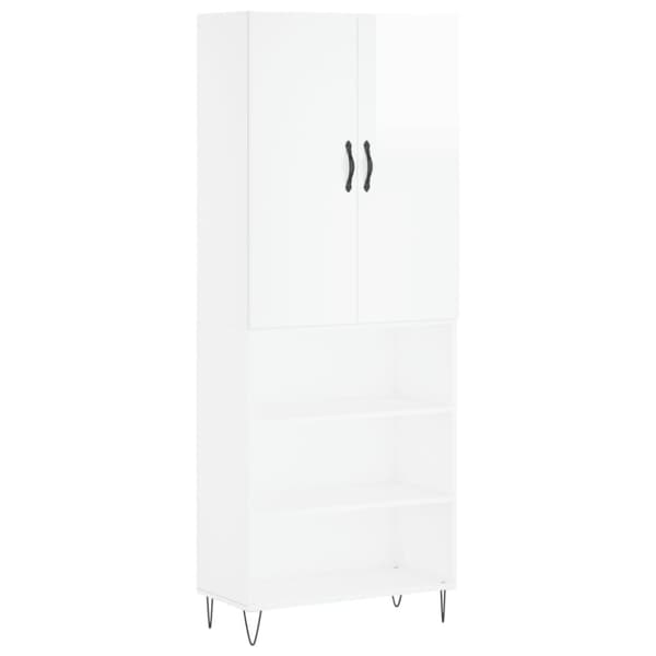 vidaXL højskab 69,5x34x180 cm konstrueret træ hvid højglans -  Skænke