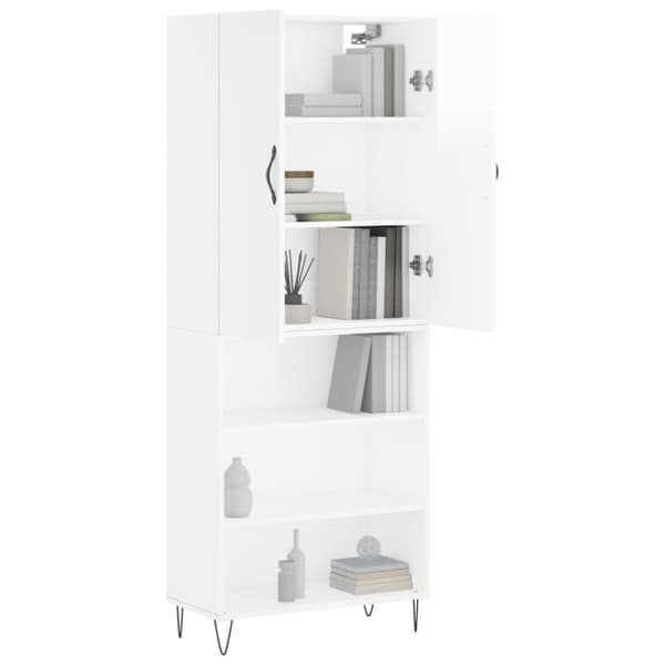 vidaXL højskab 69,5x34x180 cm konstrueret træ hvid højglans - Skænke
