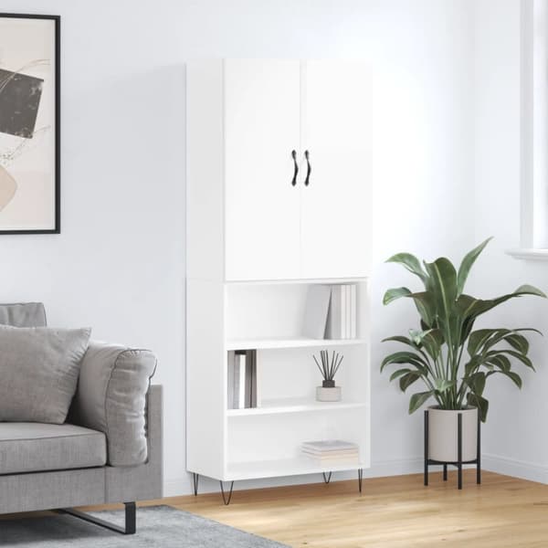 vidaXL højskab 69,5x34x180 cm konstrueret træ hvid højglans - Skænke