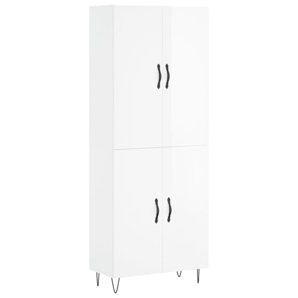 vidaXL højskab 69,5x34x180 cm konstrueret træ hvid højglans -  Skænke