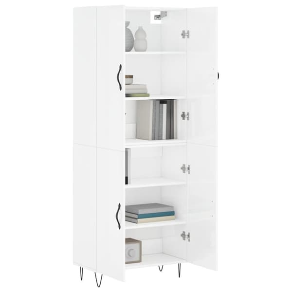 vidaXL højskab 69,5x34x180 cm konstrueret træ hvid højglans -  Skænke