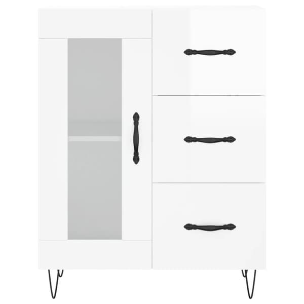 vidaXL højskab 69,5x34x180 cm konstrueret træ hvid højglans -  Skænke