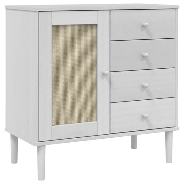 vidaXL Senkki SENJA rottinkityyli valkoinen 80x40x80 cm täysi mänty - Tarjoilupöydät & senkit