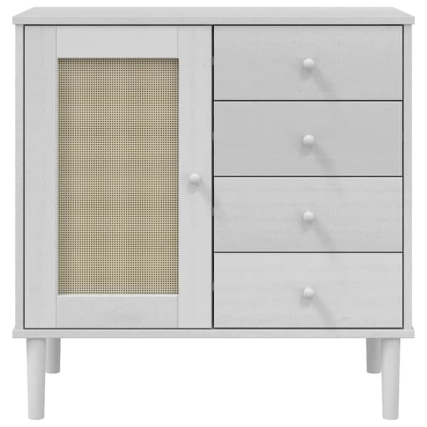 vidaXL Senkki SENJA rottinkityyli valkoinen 80x40x80 cm täysi mänty - Tarjoilupöydät & senkit