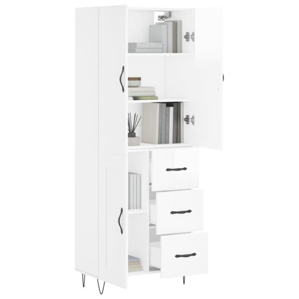 vidaXL Högskåp högglans vit 69,5x34x180 cm konstruerat trä -  Skänkar & serveringsbord