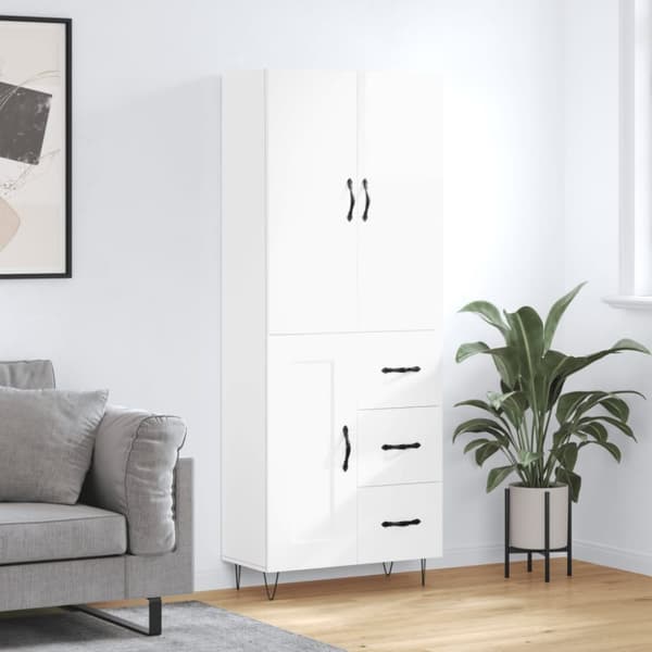 vidaXL Högskåp högglans vit 69,5x34x180 cm konstruerat trä - Skänkar & serveringsbord