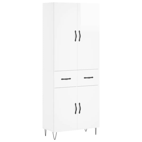 vidaXL højskab 69,5x34x180 cm konstrueret træ hvid højglans - Skænke