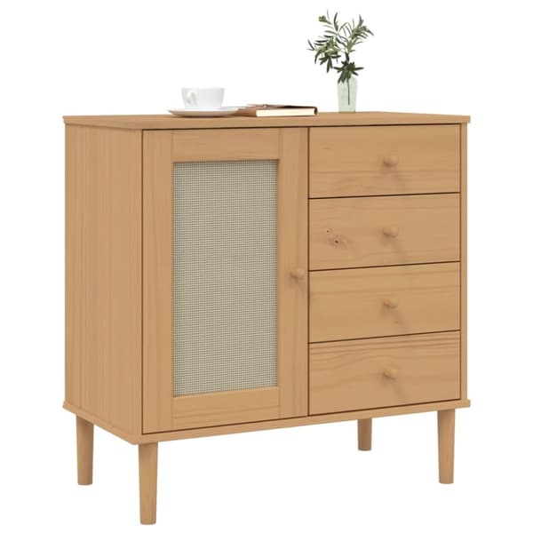 vidaXL skænk SENJA 80x40x80 cm rattan-look massivt fyrretræ brun -  Skænke