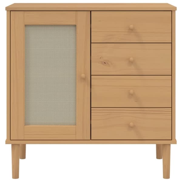 vidaXL skænk SENJA 80x40x80 cm rattan-look massivt fyrretræ brun -  Skænke