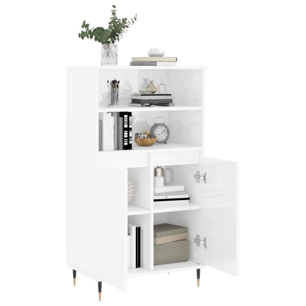 vidaXL Högskåp vit högglans 60x36x110 cm konstruerat trä - Skänkar & serveringsbord