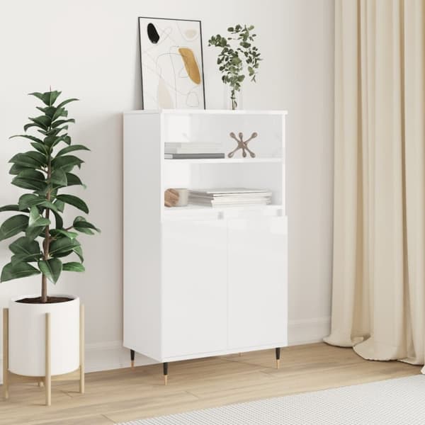 vidaXL Högskåp vit högglans 60x36x110 cm konstruerat trä -  Skänkar & serveringsbord
