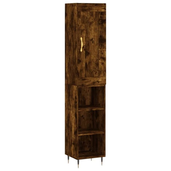 vidaXL Högskåp rökfärgad ek 34,5x34x180 cm konstruerat trä - Skänkar & serveringsbord