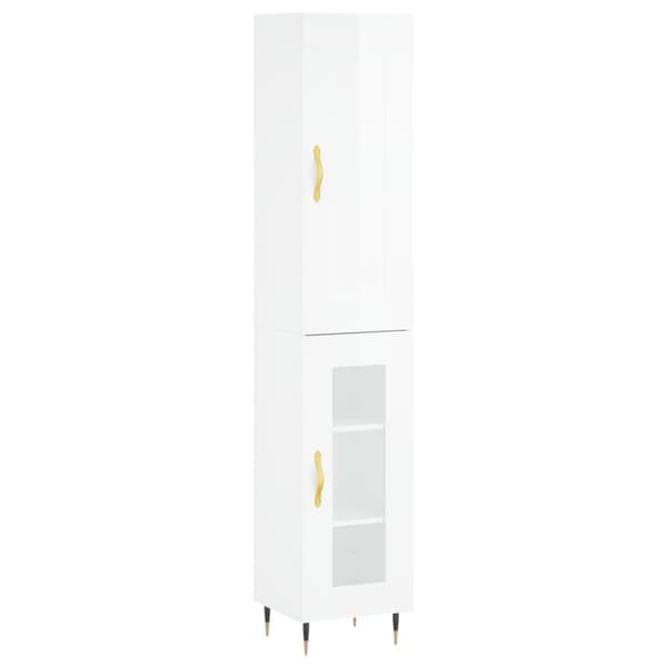 vidaXL Högskåp vit högglans 34,5x34x180 cm konstruerat trä -  Skänkar & serveringsbord