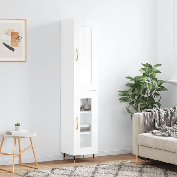 vidaXL Högskåp vit högglans 34,5x34x180 cm konstruerat trä -  Skänkar & serveringsbord