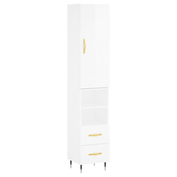 vidaXL skab 34,5x34x180 cm konstrueret træ hvid højglans - Skænke