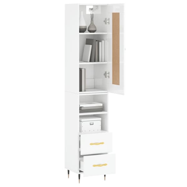 vidaXL skab 34,5x34x180 cm konstrueret træ hvid højglans - Skænke