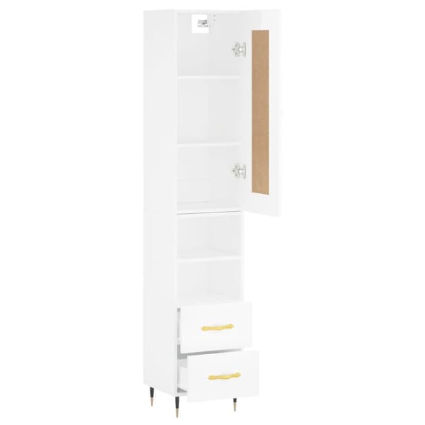 vidaXL skab 34,5x34x180 cm konstrueret træ hvid højglans - Skænke