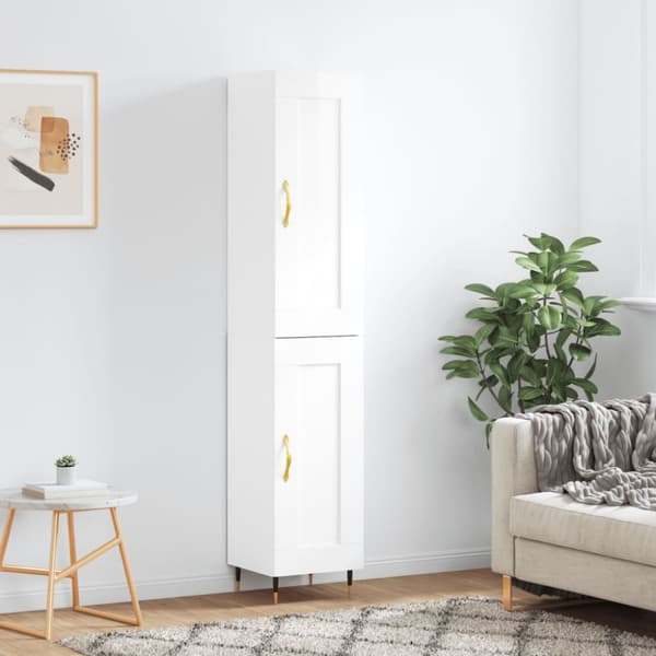vidaXL Kaappi korkeakiilto valkoinen 34,5x34x180 cm tekninen puu -  Tarjoilupöydät & senkit