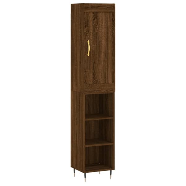vidaXL Kaappi ruskea tammi 34,5x34x180 cm tekninen puu - Tarjoilupöydät & senkit