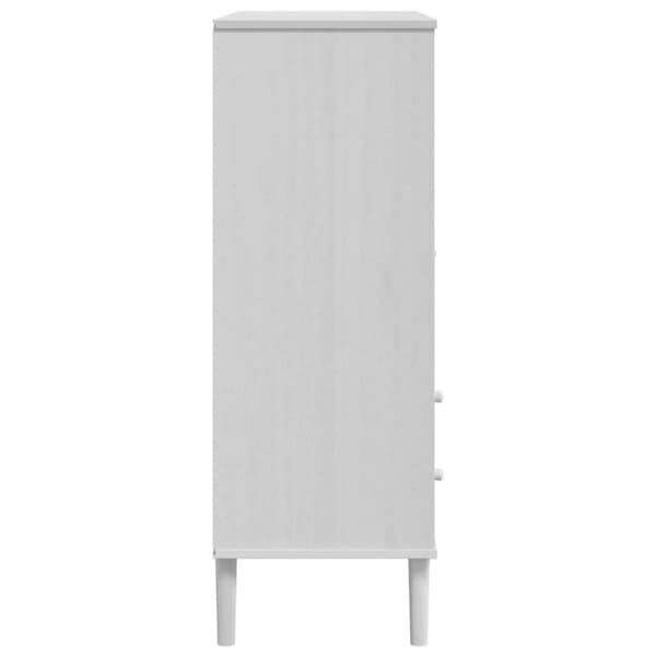 vidaXL Högskåp SENJA rottinglook vit 90x40x112 cm massiv furu -  Skänkar & serveringsbord