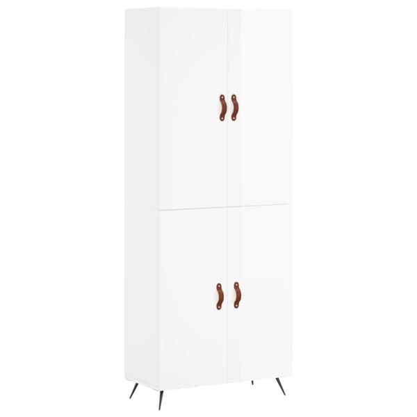 vidaXL Kaappi korkeakiilto valkoinen 69,5x34x180 cm tekninen puu - Tarjoilupöydät & senkit