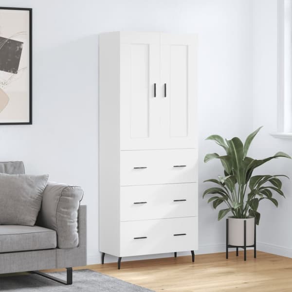 vidaXL højskab 69,5x34x180 cm konstrueret træ hvid - Skænke