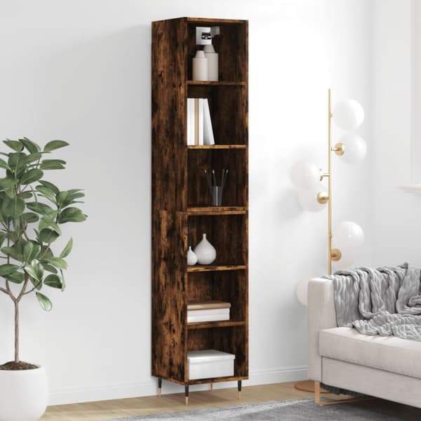 vidaXL skab 34,5x32,5x180 cm konstrueret træ Røget egetræsfarve -  Skænke
