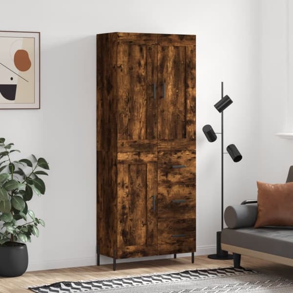 vidaXL Kaappi savutammi 69,5x34x180 cm tekninen puu -  Tarjoilupöydät & senkit