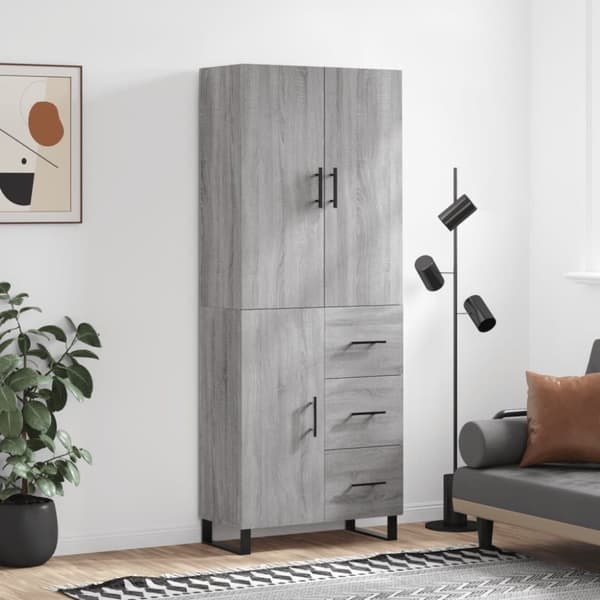 vidaXL Kaappi harmaa Sonoma 69,5x34x180 cm tekninen puu -  Tarjoilupöydät & senkit