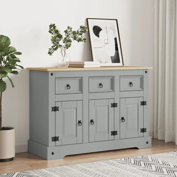 vidaXL Senkki Corona harmaa 112x43x78 cm täysi Meksikon mänty - Tarjoilupöydät & senkit